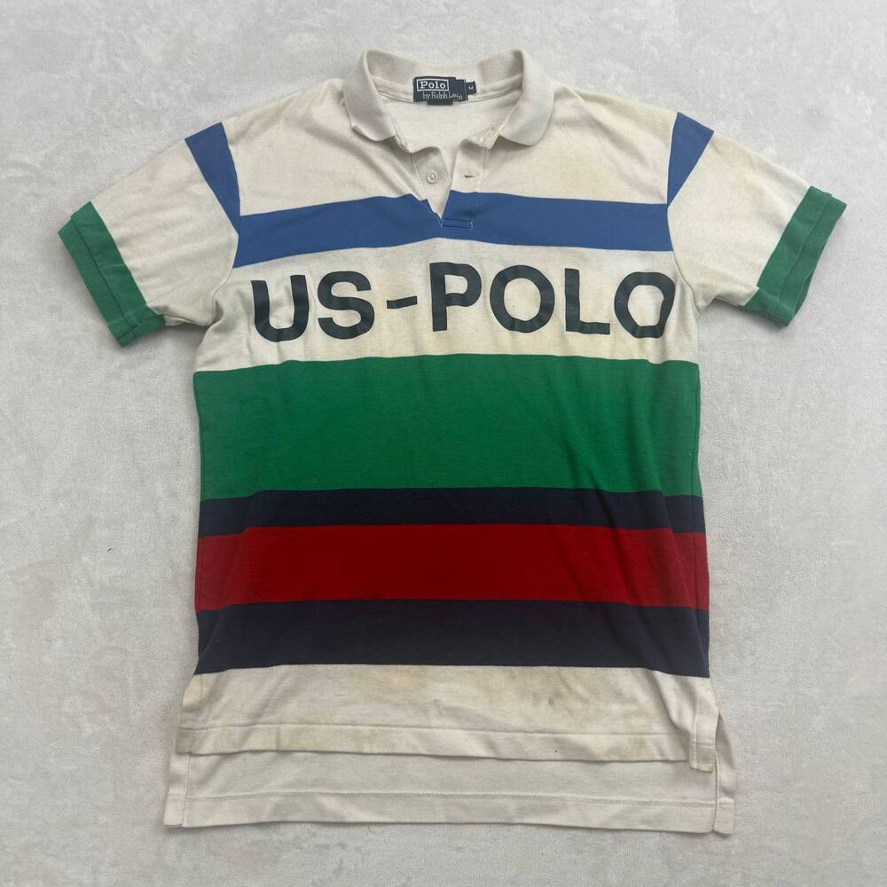 Ralph Lauren US-POLO Men's Polo Shirt Multi-Color Size M Vintage 90s Colorblock